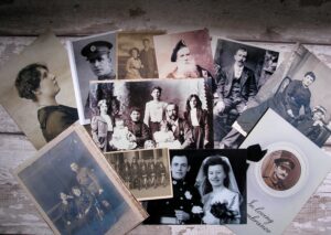 Image of many treasured photos of ancestors collected from different people.