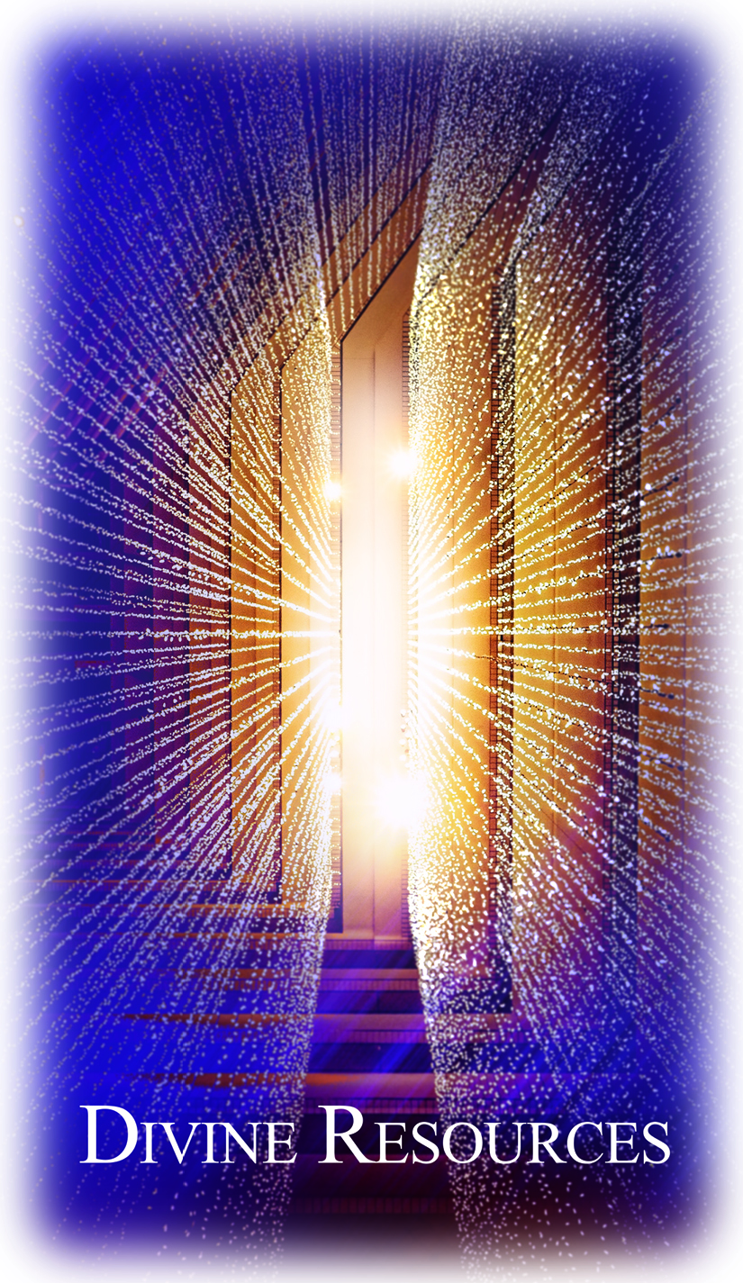 Doorway opening into bright light - accessing Divine Resources.