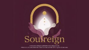 Soulreign Podcast Logo of stylized hands holding a graphic body surrounded by a golden light arch.